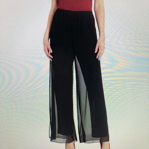 Alex Evenings Wide Leg Chiffon Overlay Pants